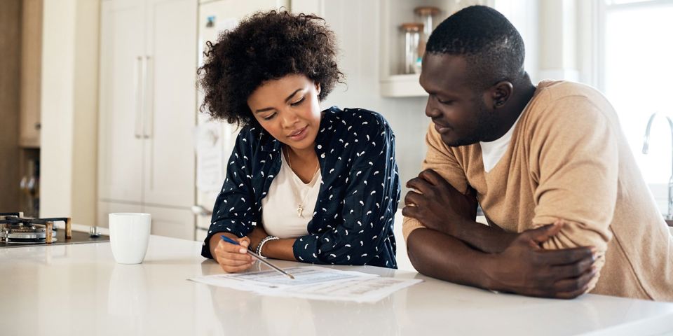 Couple looking at finances