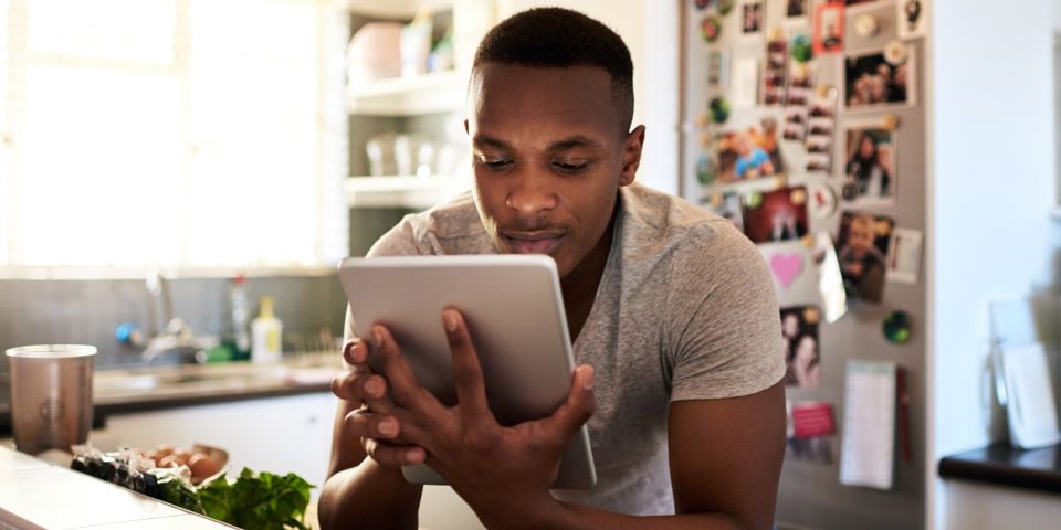 man using tablet