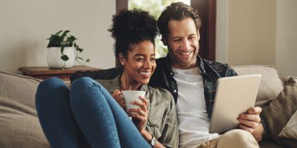 two people on a couch