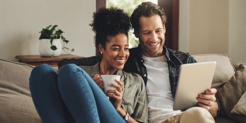 two people on a couch