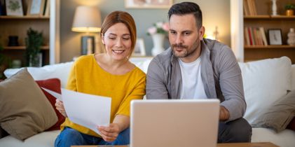Couple looking at their finances