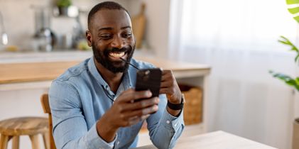 happy man on cellphone