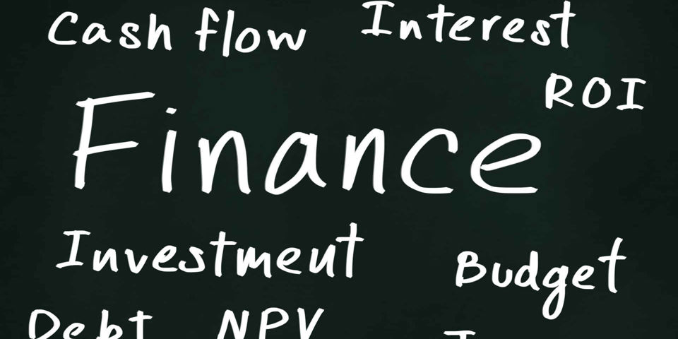 large words cash flow interest roi finance investment