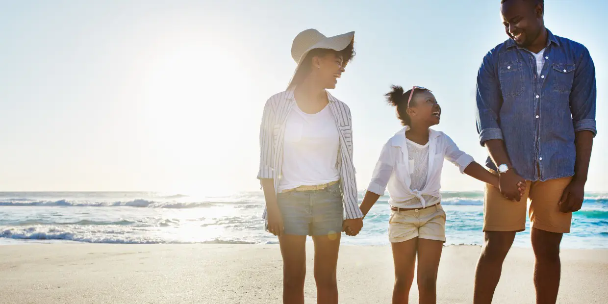 family on the beach