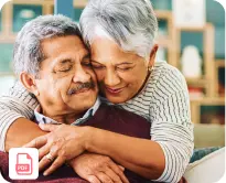 elderly couple embracing